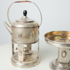 Art Nouveau  spirit kettle on stand.