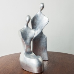 60s Retro style silver painted sculptures